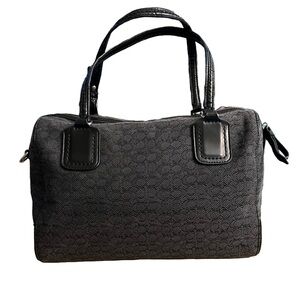 COACH 25047 Poppy Mini Oxford Convertible Satchel Black Signature Canvas & Lthr